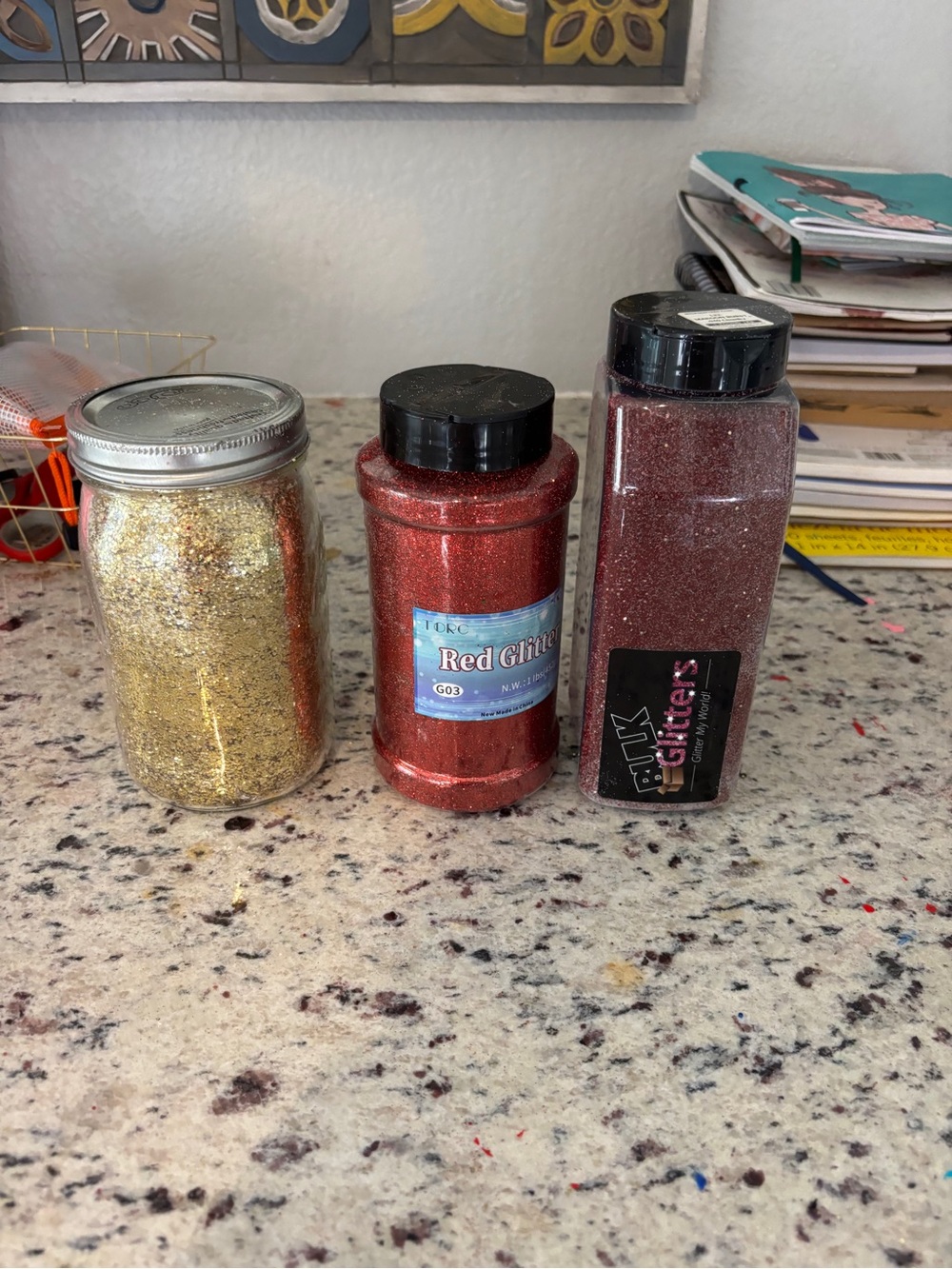 3 big Glitter Craft Shaker Bottle - Multipack Decorative Glitter